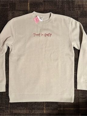 Trust in God Embroidered Crewneck Sweatshirt - Cream